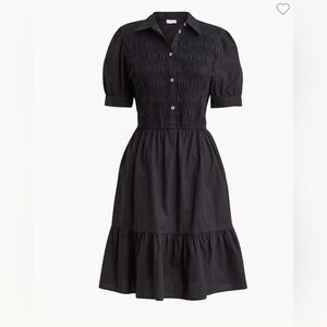 J. Crew Factory Black Shirred Midi Dress